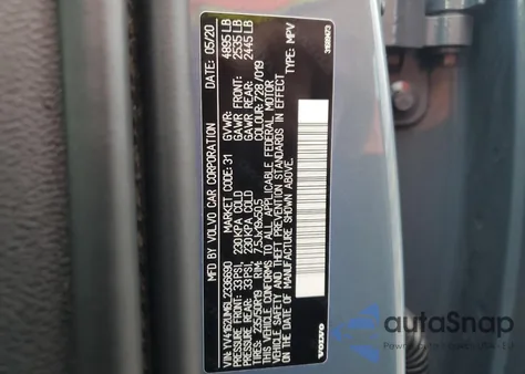 2020 Volvo Xc40 T5 R-Design z USA, uszkodzony, nr VIN YV4162UM6L2336690